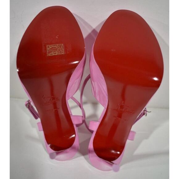 Christian Louboutin Miradona 120 Pink Patent Ankle Strap Sandal Heel Pump 38 - Picture 11 of 11